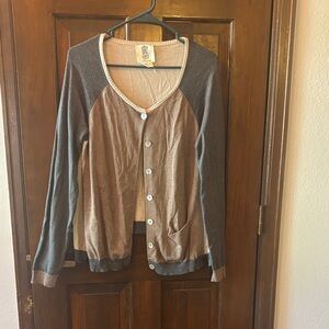 Anthropologie Brown and Cream Cardigan Sweater
